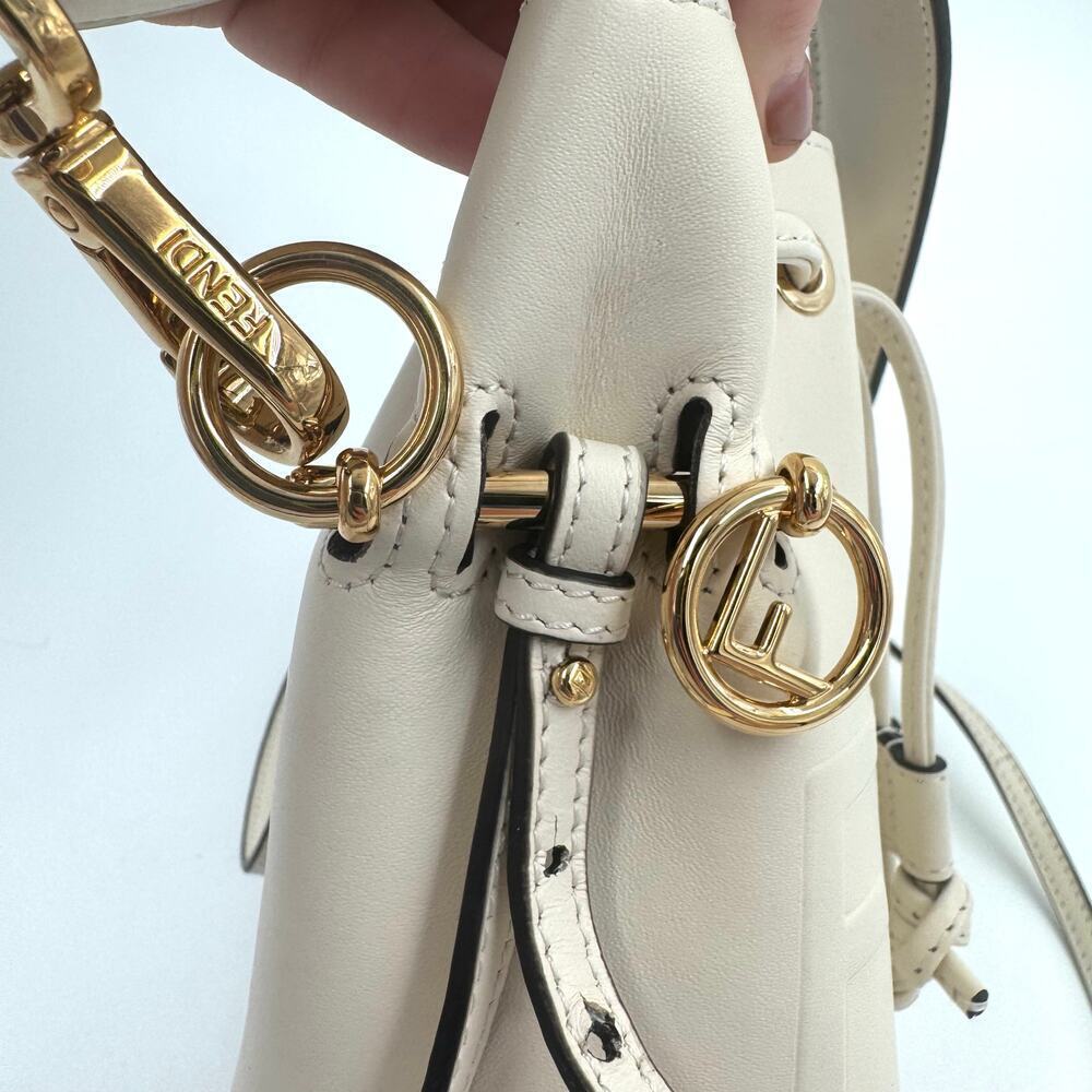 Fendi Ivory Cream Leather Mon Tresor Whipstitch Woven Neut Mini Bucket Bag‎ GHW - Picture 6 of 16